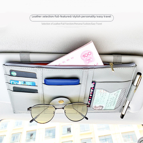 Multifunction Car Sunshade Cover Car Phone Sunshade Storage Bag Hook Bag Eyeglass Clip Bill Holder Identity Bag