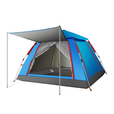 Rainproof Portable Camping Equipment, Avtomobil dam çadırları - sky-blue-silver-glue-small-size-3-4-people