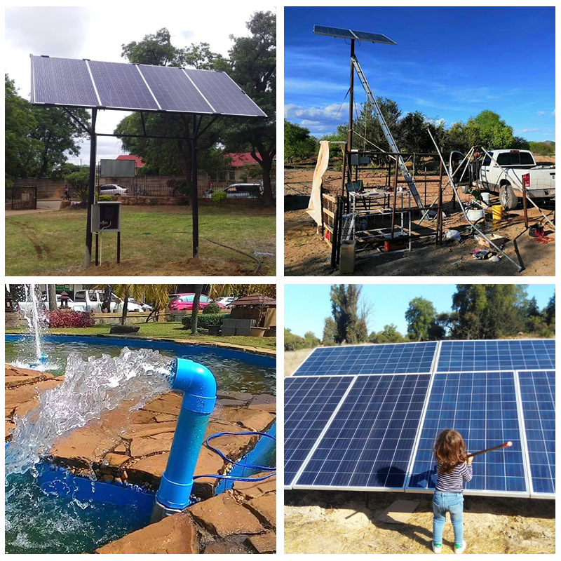 Bomba de agua solar de acero inoxidable de doble uso CC y CA, de 4 pulgadas, de gran caudal, para riego doméstico.