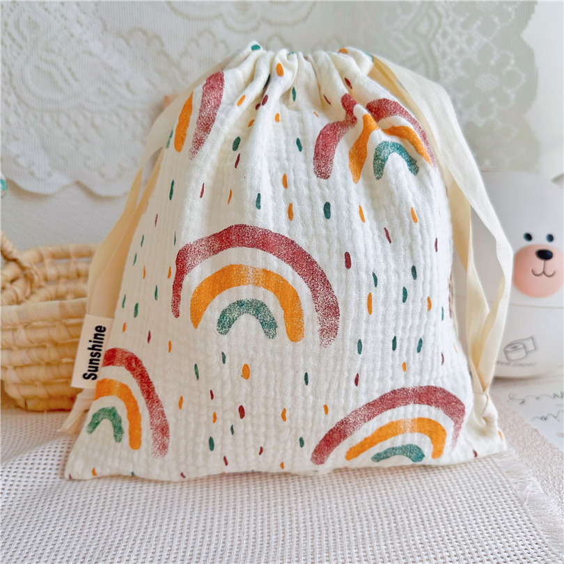 Bolsa de cordón de gasa de algodón de suministro transfronterizo bolsa de almacenamiento de viaje en el hogar bolsa de almacenamiento de clasificación de artículos diversos bolsa de algodón lote directo de fábrica