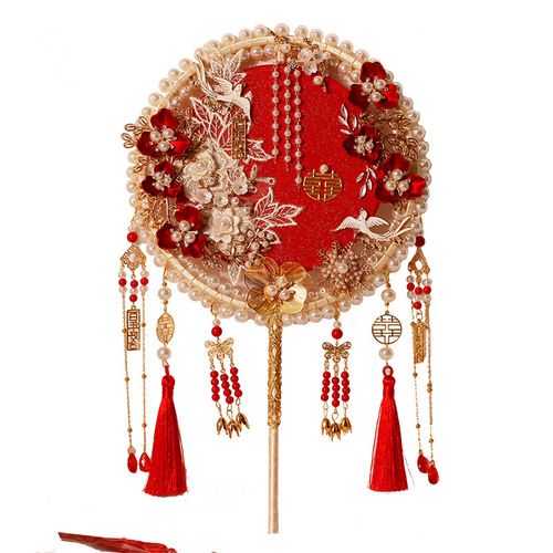 Bridal fan wholesale wedding bride showhe DIY material package Ming-style handmade wedding fan Chinese style lucky fan finished product 