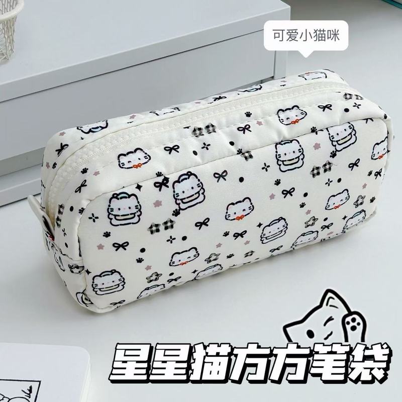 星星印花猫咪笔袋可爱高颜值呼呼学生创意大容量文具收纳猫猫笔袋|undefined