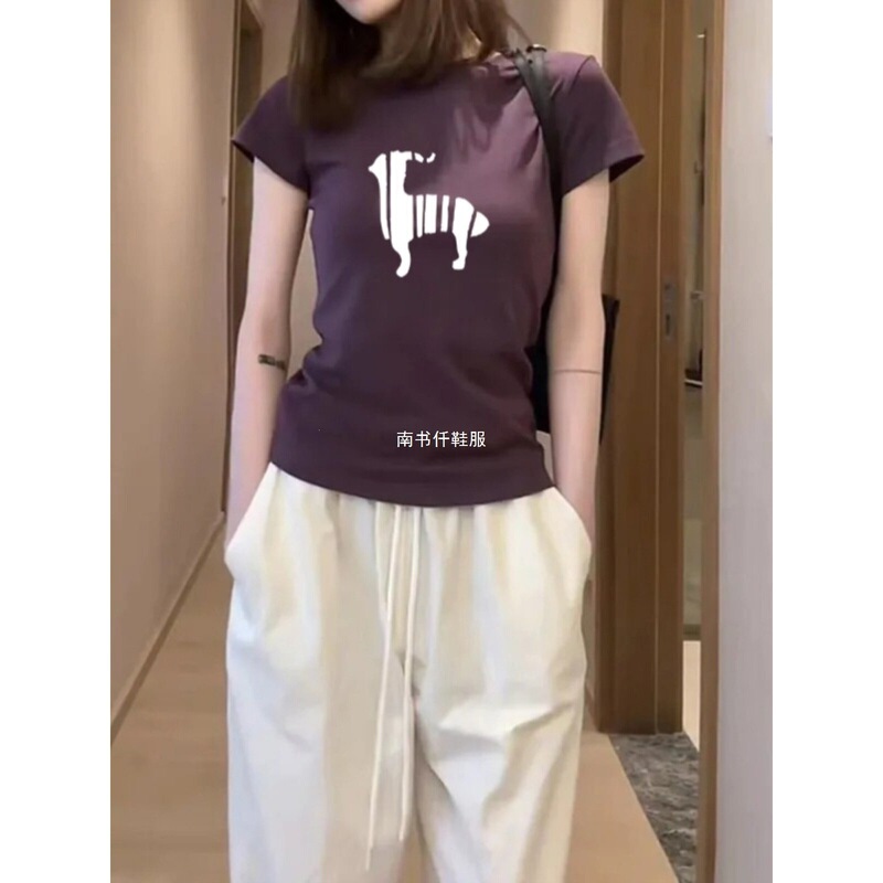 Organic Cotton Regular Shoulder Short-Sleeve T-Shirt in Deep Purple, Stylish and Versatile Casual Top for Petite Sizes, New for Summer 2026 Organic Cotton Regular Shoulder Short-Sleeve T-Shirt in Deep Purple, Stylish and Versatile Casual Top for Petite Sizes, New for Summer 2026