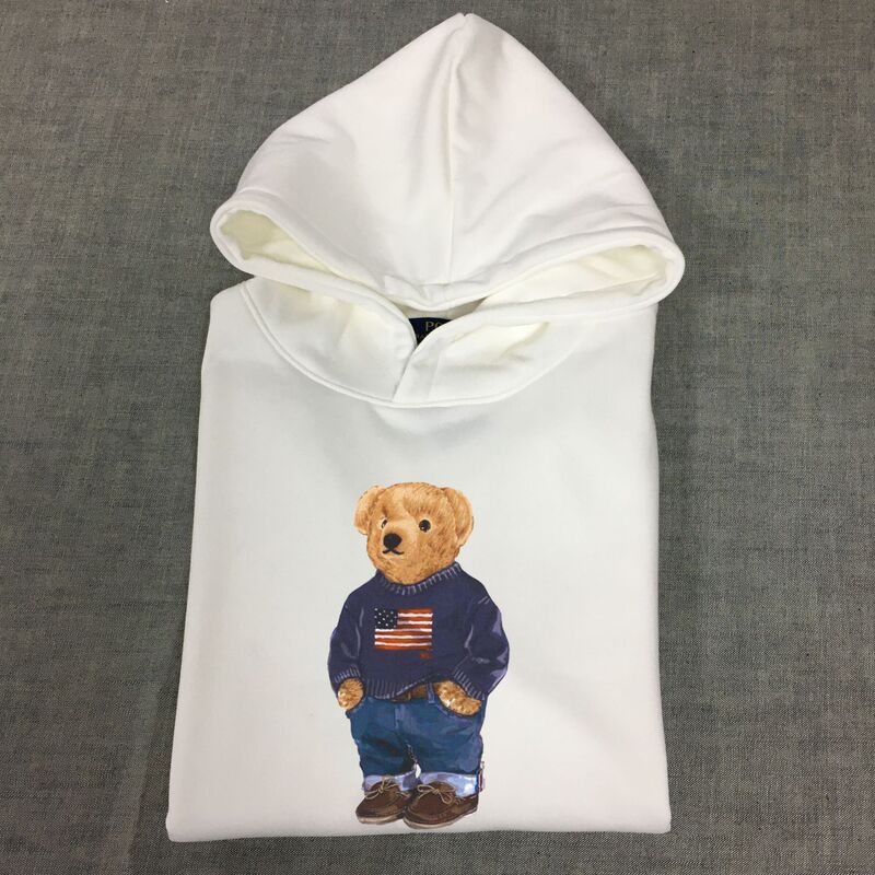 Japanese and Korean New Casual Cotton Hoodie Po Navy Blue Sweater Bear Print Long-Sleeved Hoodie Couple Sweatshirt Hooded Sweatshirt