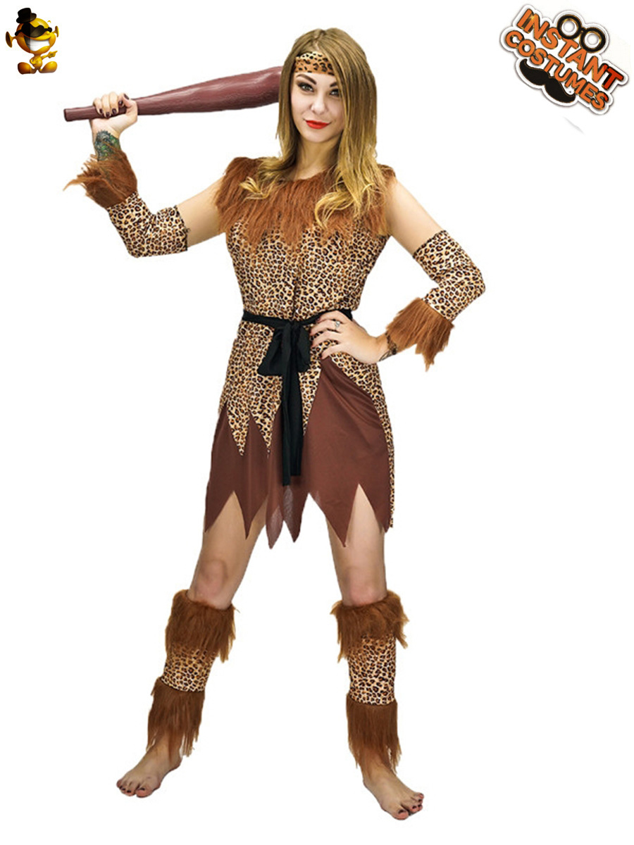 Halloween adulto niña grande cueva hombre primitivo salvaje traje etapa rendimiento ropa de fiesta Cosplay traje