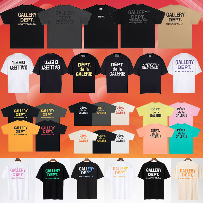 Gallery Dept Classic Letter Basic Slogan Logo Printed Short-Sleeved American High Street T-Shirt Pure Cotton