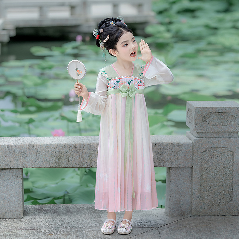 女童春秋新款汉服古装连衣裙儿童裙子中国风仙女服装幼儿园表演服|undefined