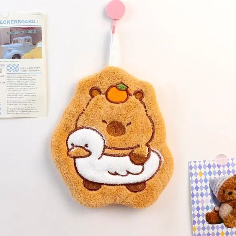 バターベアハンドタオルかわいい漫画キッチンハンドタオルハンギング吸収性タオルハンカチ糸くずの出ない雑巾|undefined