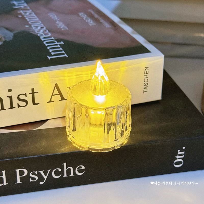 Cristal simulado lámpara de vela LED pequeña lámpara de té cera noche pareja confesión propuesta de matrimonio decoración atmósfera lámpara regalo de cumpleaños