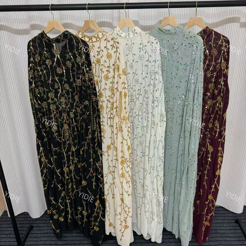Foreign Trade Cross-Border Heavy-Duty Luxury Beaded Sequin Gown Dress with High-End Design for Women's Banquet Cape Dress