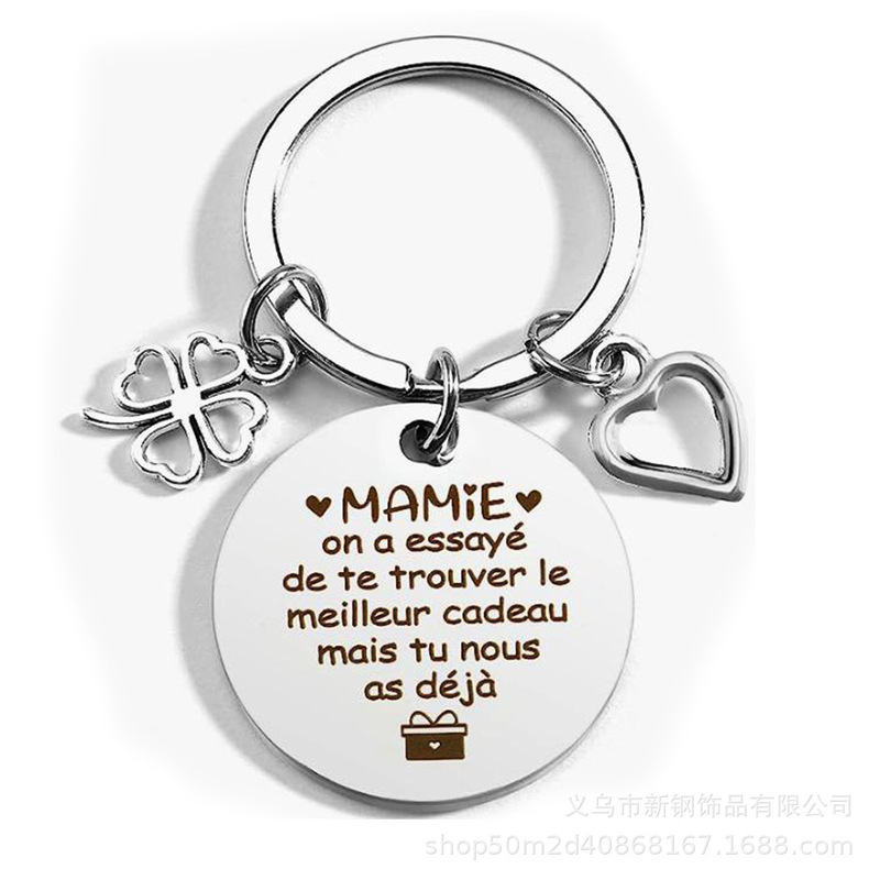 Hot sale grandma keychain mamie mother love keychain grandma birthday gift stainless steel lettering