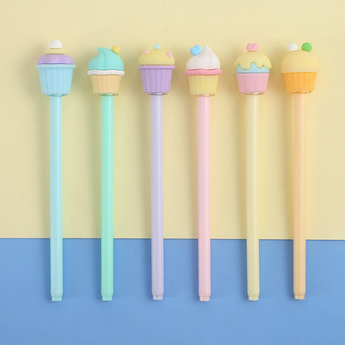 ins style soft silicone small cake ballpoint pen student gift creative signature pen elementary school students exam black water pen 