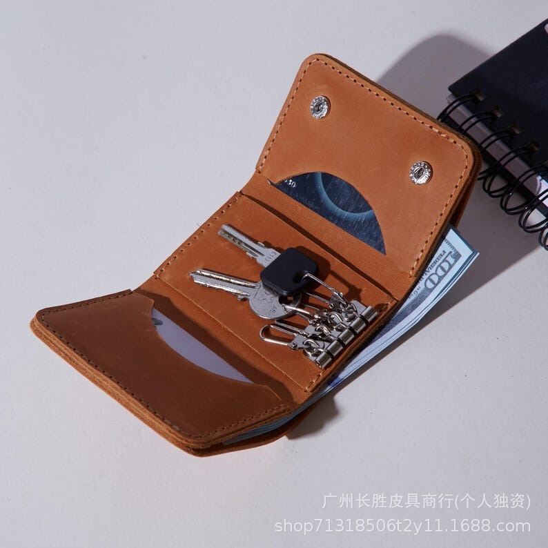 Amazon Genuine Leather Unisex Snap 70% off Wallet Vintage Simple Portable Durable Multifunctional Key Pouch