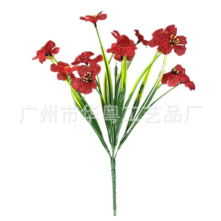 Amazonas primavera hierba flor simulación 5 plantas de agua violeta Flor de seda serigrafía Margarita bailando orquídea bailando