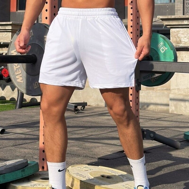 New Summer Fitness Shorts Men's Quarter Pants Single-Layer Cotton Heavyweight Breathable Elastic Men's Quick-Drying Basketball Running Sports