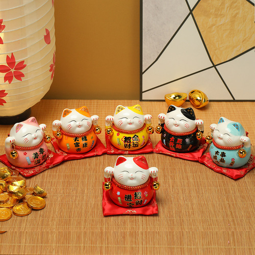 Lucky Cat Mini Creative Piggy Bank Savings Bank Home Living Room Fortune Cat Store Opening Gift 3.5 inches