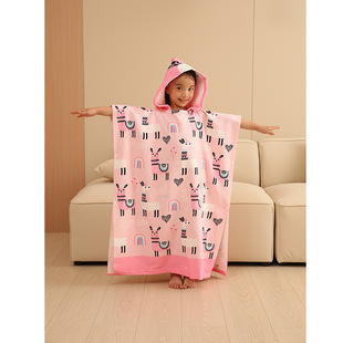 Medium and Large Children's Cloak Baby Absorbent Bathrobe Quick-Drying Swimming Cartoon Children's Bath Towel Hooded Wearable Bath Towel