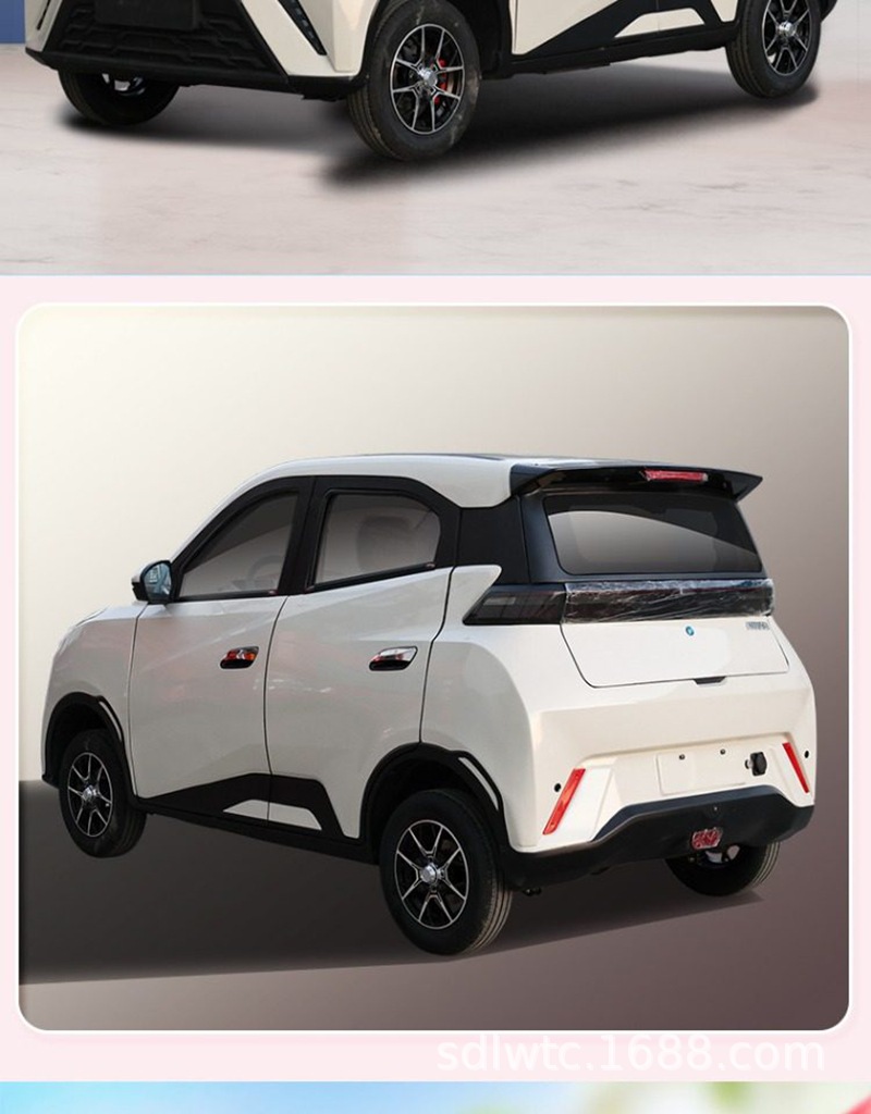 Seagull-Style Electric Four-Wheel Vehicle, Household Fuel-Electric Hybrid Car for Women, Fully Enclosed Lithium Battery Electric Vehicle