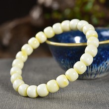 天然白蜜蜡老型珠单圈手串简约瓷白蜜蜡老型尺寸8毫米原矿蜜蜡