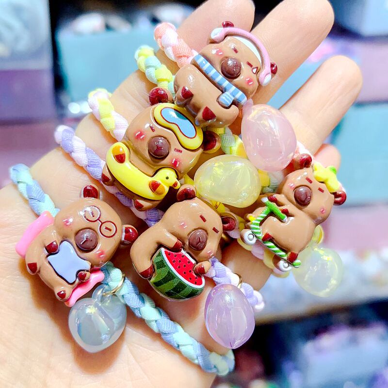 Soft Cute Children's Fun Kapi Barra Leather Band Hair Rope Korean Style Ins Fashionable Braided Hair Rope High Elastic Rubber Band Hair Accessories for Women Soft Cute Children's Fun Kapi Barra Leather Band Hair Rope Korean Style Ins Fashionable Braided Hair Rope High Elastic Rubber Band Hair Accessories for Women