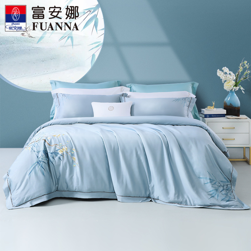 Fuanna 60 long-staple cotton cotton bed sheets four-piece set national style bedding quilt cover cotton autumn and winter bedding Fuanna 60 long-staple cotton cotton bed sheets four-piece set national style bedding quilt cover cotton autumn and winter bedding
