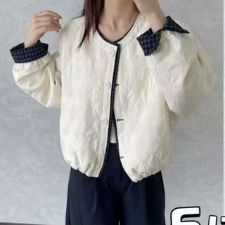 欧货高级感轻薄压格棉衣女2025秋冬新款宽松显瘦小个子百搭上衣潮