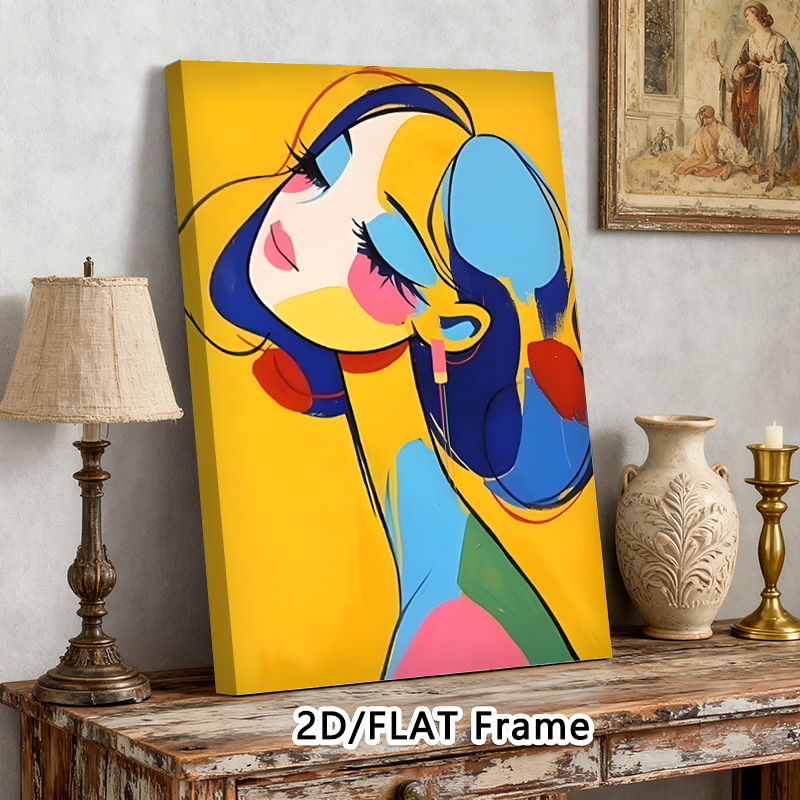 Colorful Line Woman Hanging Painting, Wooden Framed Decorative Painting Posters and Prints for Any Holiday Meter Box Painting Colorful Line Woman Hanging Painting, Wooden Framed Decorative Painting Posters and Prints for Any Holiday Meter Box Painting