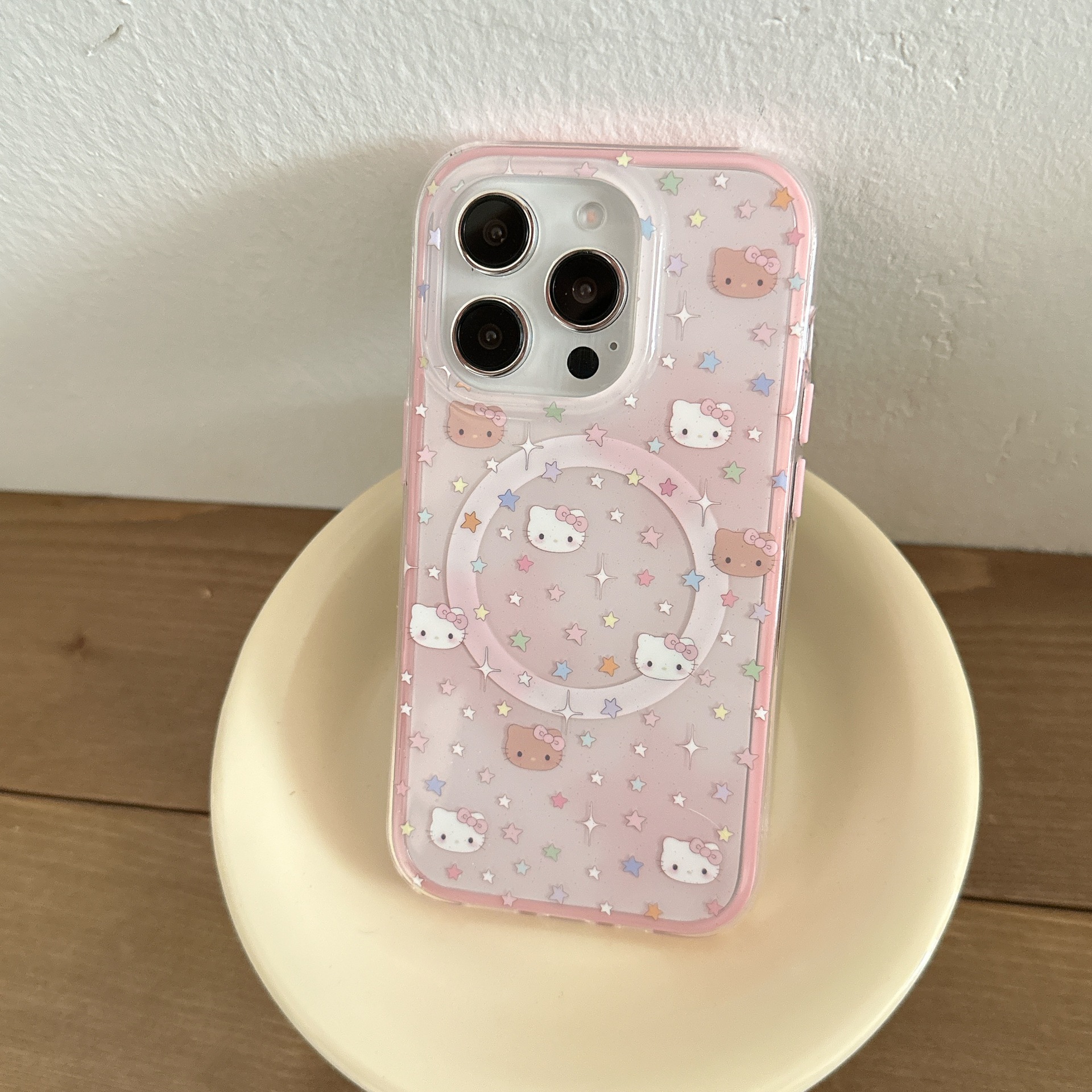 La base florece las estrellas KT cat para iPhone15/16 Apple 15ProMax funda para teléfono móvil 14 Girl Heart 16P