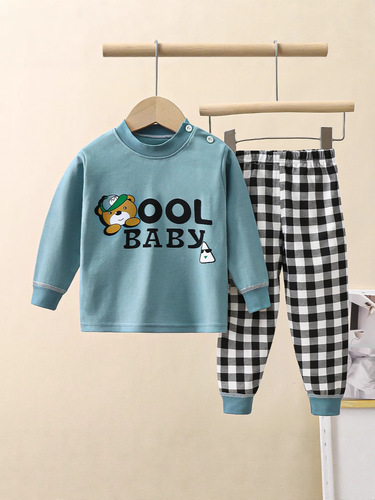 Children's underwear set pure cotton boys autumn sleepwear girls autumn clothes pants home clothes children's clothing wholesale cartoon