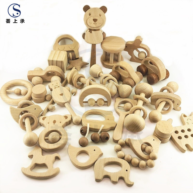 Wooden Infant Toys, Drum, Teether, Baby's 100Th Birthday, Photo Props, Accessories, Toys, Wooden Rings