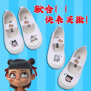 幼儿园小白鞋室内表演鞋女童布鞋卡通软底舒适男童宝宝帆布舞蹈鞋