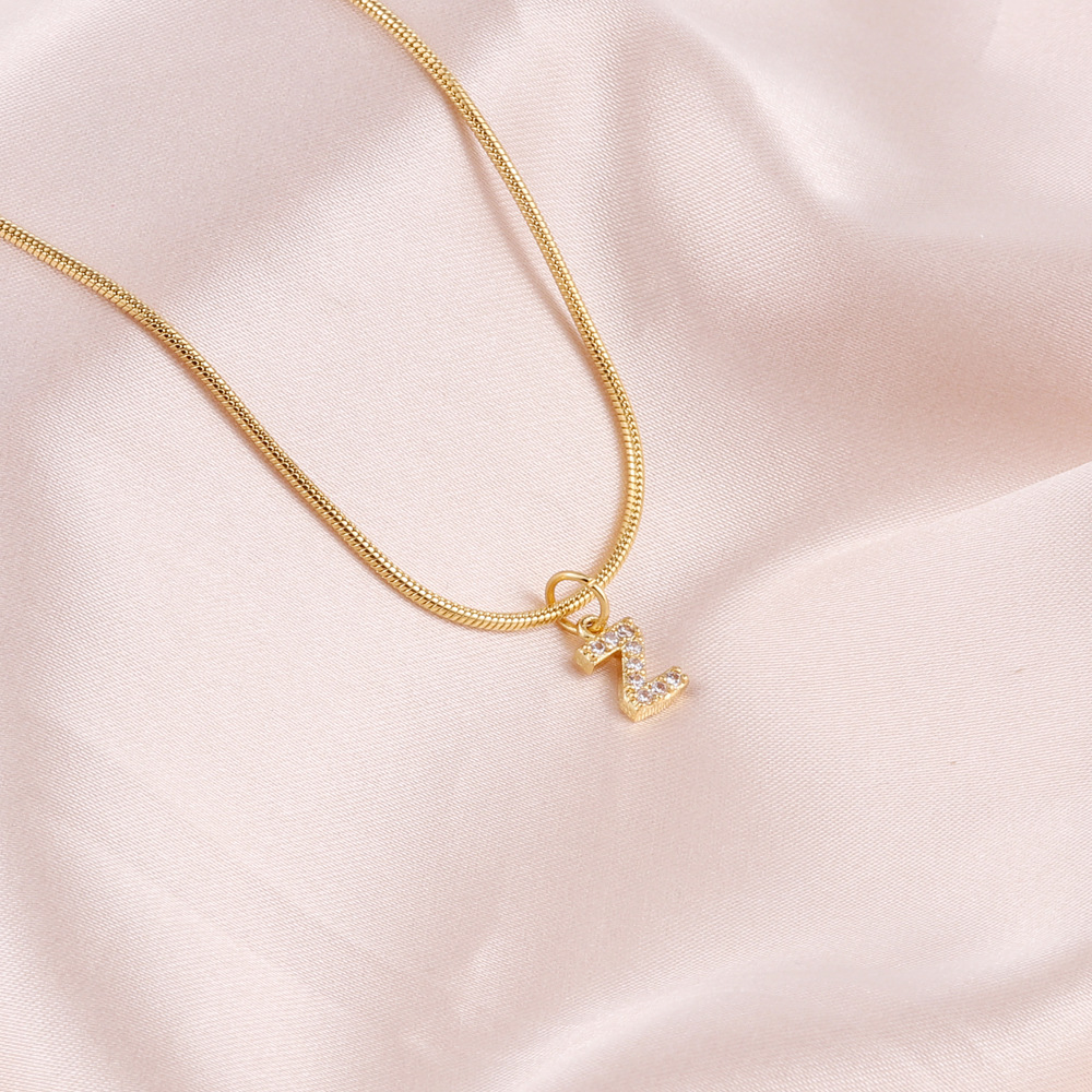 Fashion Letter Titanium Steel Plating Zircon Pendant Necklace 1 Piece