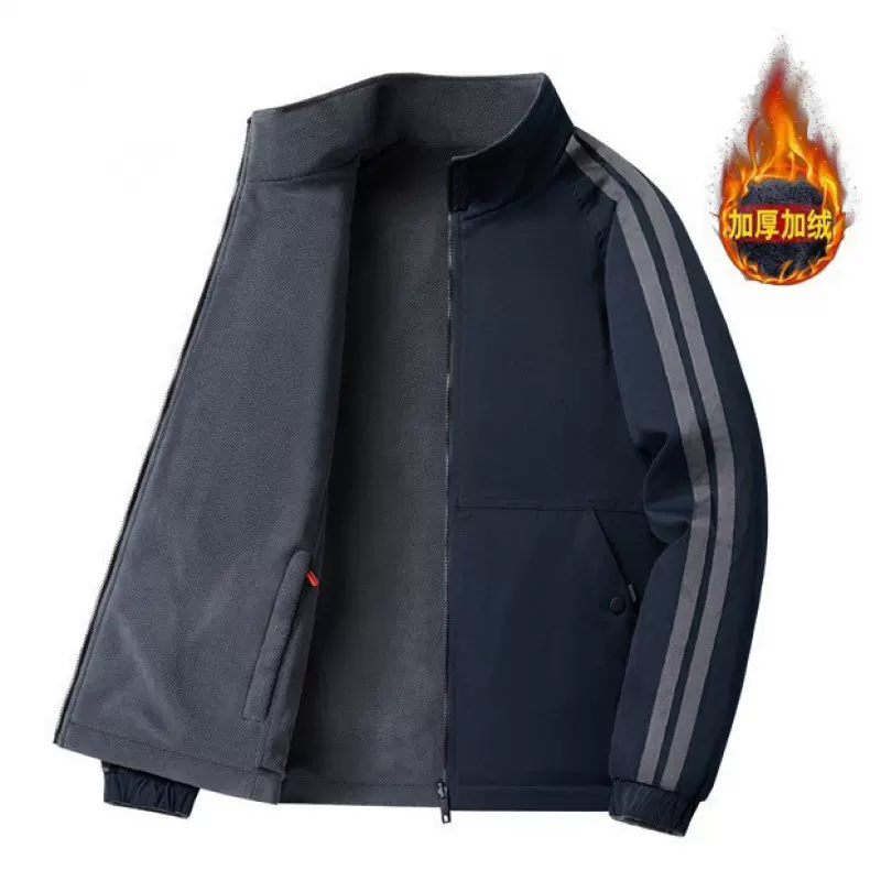 直播爆款双面穿户外加绒夹克男秋冬运动休闲情侣外套防风保暖加厚
