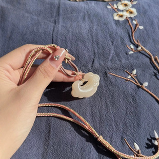 Jin Yutang Xinjiang Hetian Jade Lotus Root Powder Pendant from a Stone Romance May You Work Hard and be Loved All Your Life