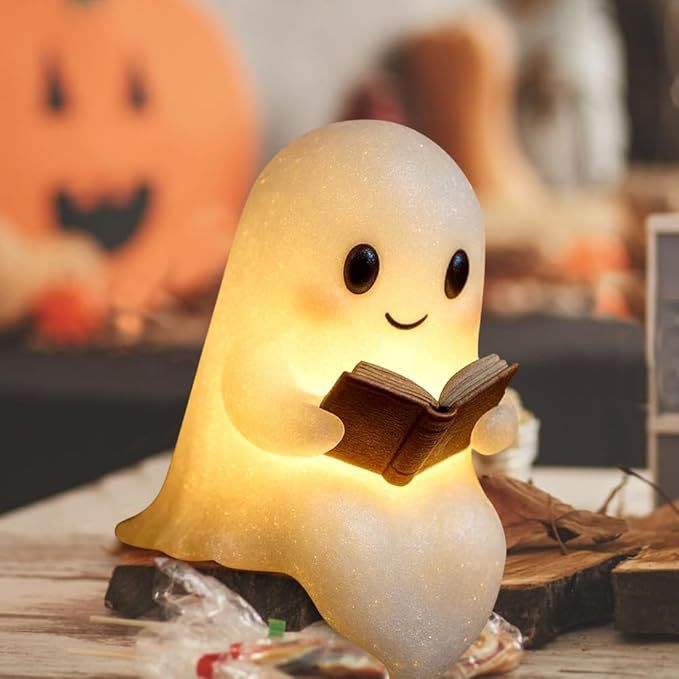 Cute Ghost Reading Book Lamp可爱的幽灵阅读书灯万圣节幽灵夜灯|undefined