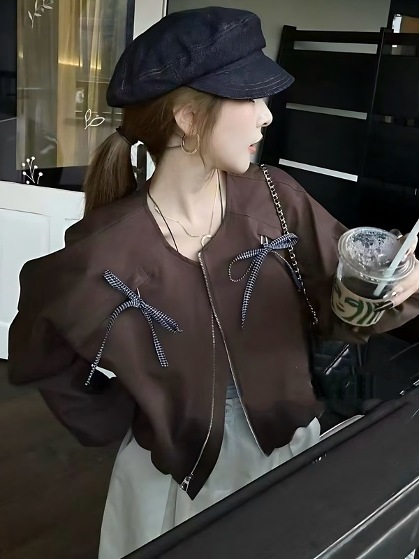 欧洲站设计感立体蝴蝶结棒球服外套女2025秋季新款时尚夹克上衣潮|undefined