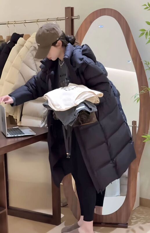 ~爆款连帽鹅绒服2025年女冬韩系加厚宽松过膝长款白鹅绒保暖外套|undefined