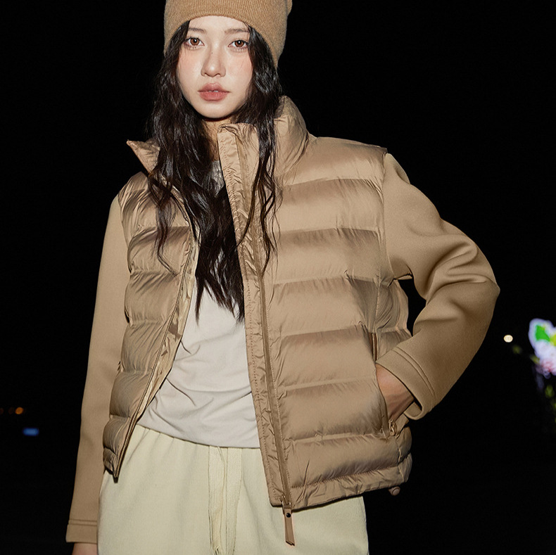 Comercio exterior ligero y delgado plumón de algodón mujer 2025 nuevo estilo de collar vertical moda de otoño y invierno simple chaqueta de algodón coreano abrigo