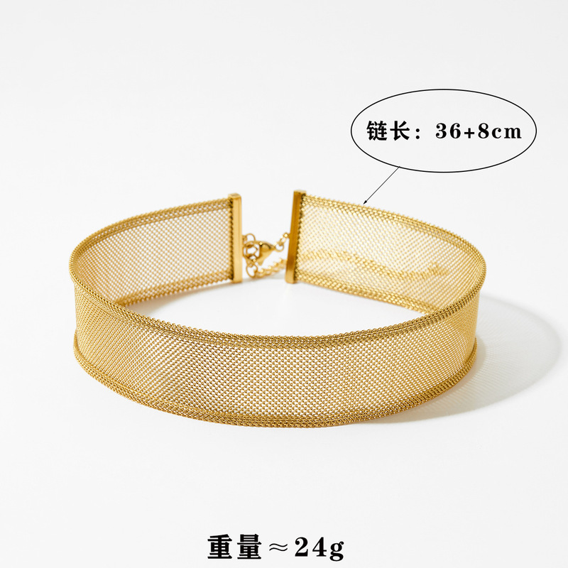 不锈钢冷淡风个性简约网状项链手链套装 复古金属感潮流高级配饰|undefined