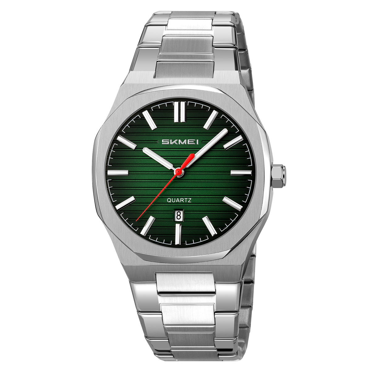 Momento de relojes de correa de acero octagonal esfera verde relojes de negocios para hombres comercio exterior al por mayor fábrica de fuente personalizada