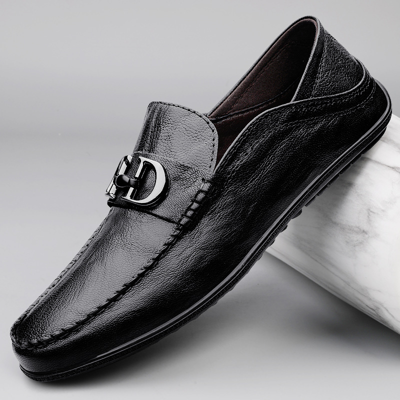 Cross-Border Beanie Shoes for Men 2025 New Casual Leather Shoes for Men, Soft-Soled Slip-Ons, Two-Wear Loafers, Trendy