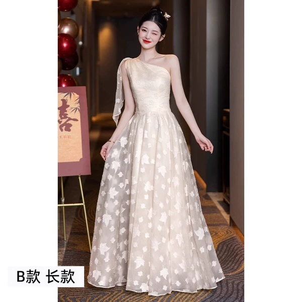 Long, champagne color
