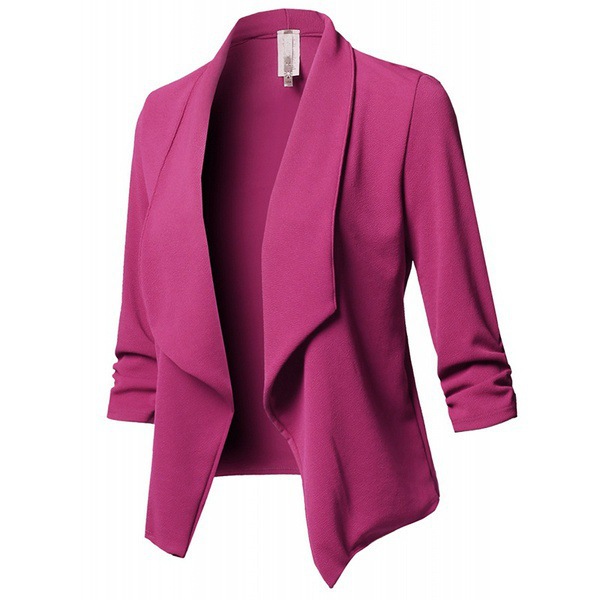 Solid Color Pleated Long-Sleeved Blazer Jacket NSXPF103975