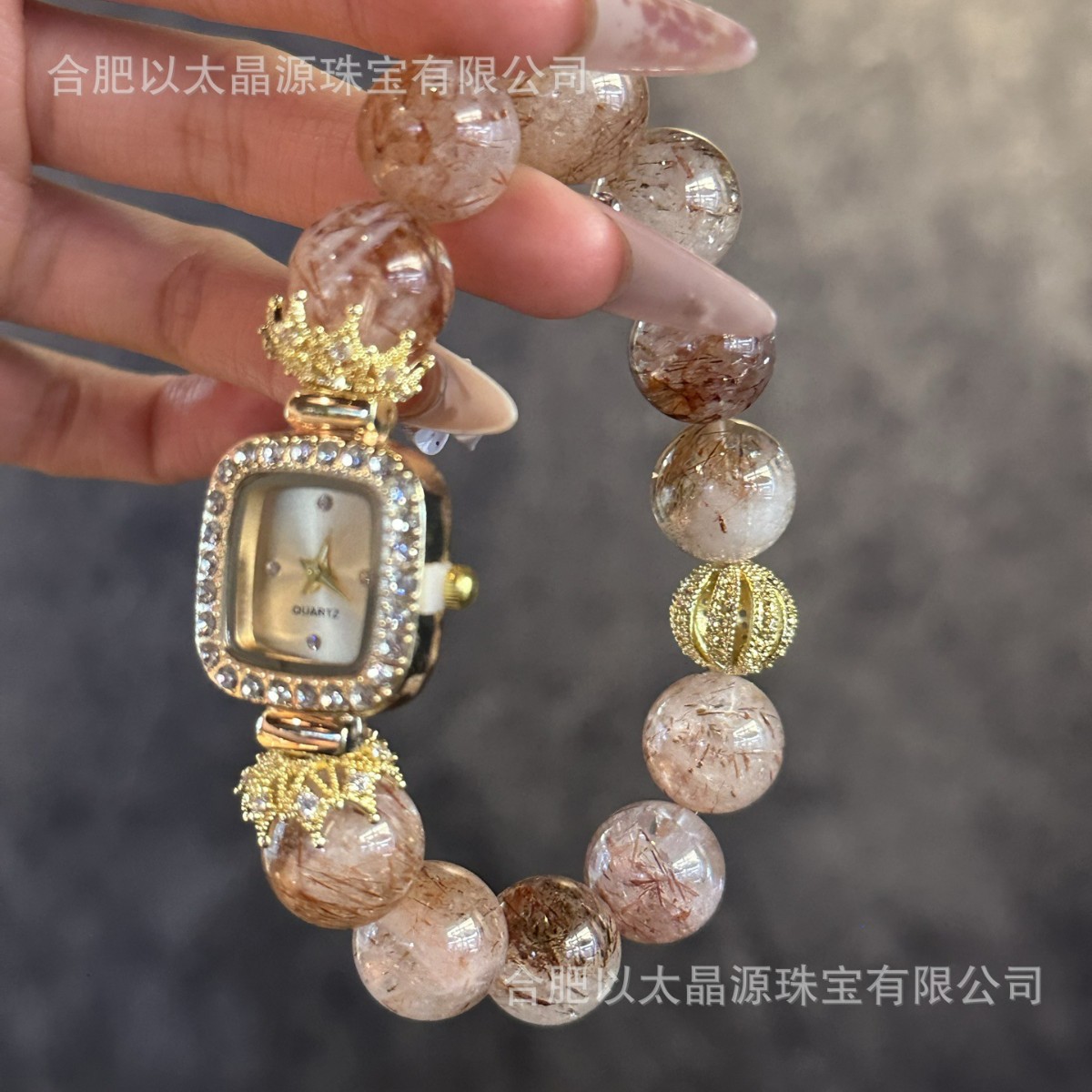 New Black Gold Super Crystal Bracelet Watch Fashion Diamond Atmospheric Good Luck Foreign Trade Crystal Watch Xiaohongshu Wholesale