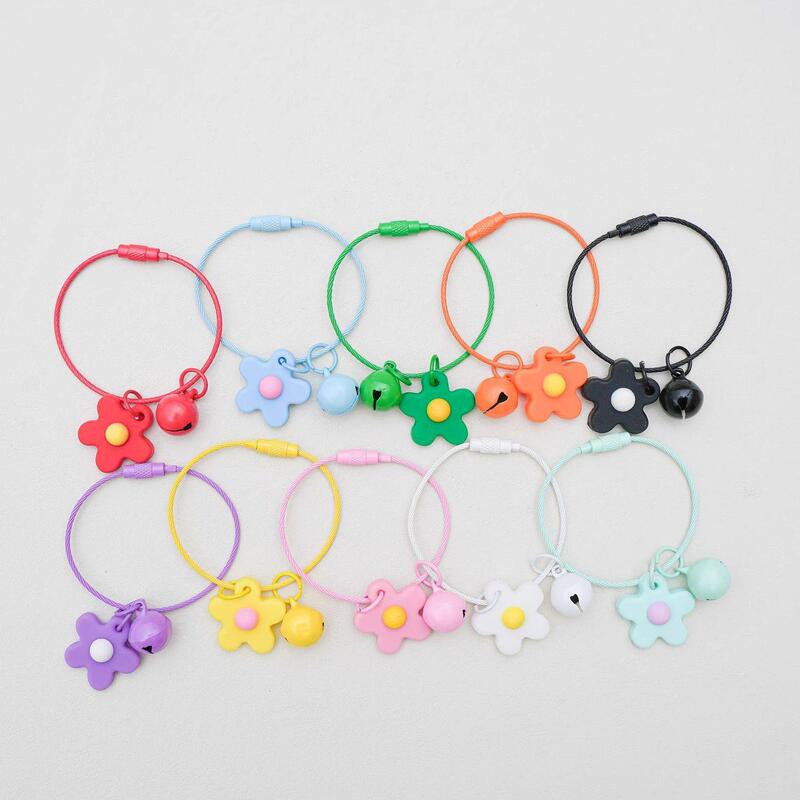 Pendant Accessories Colorful Spray-Painted Steel Wire Rope Keychain Ring Bell Small Fresh DIY Hanging Decoration Wholesale Dropshipping