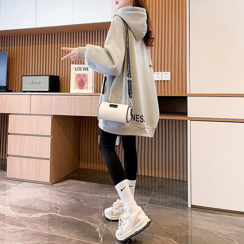 Spring and Autumn Loose Fit Long Sleeve Hooded Sweatshirt for Women Trendy