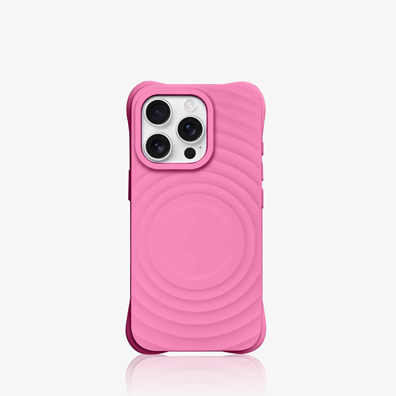趙魯思と同じスタイルのiPhone17ProMax用ケース、波紋磁気吸着液体シリコン製、Apple 16対応、耐衝撃|undefined