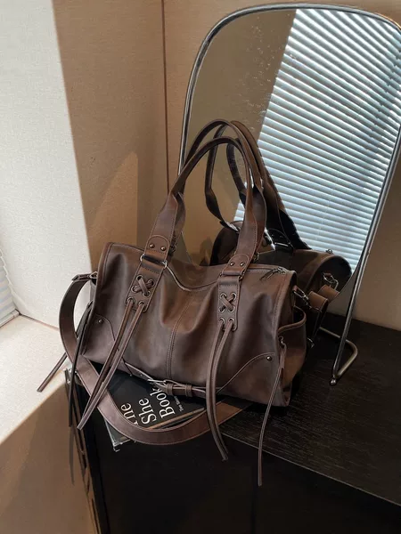 Large-Capacity Tote Bag for Women, Retro Soft Leather, 2026 Spring and Summer New Style, Versatile Handbag, Commuter Bag, Shoulder Bag, Leather Goods