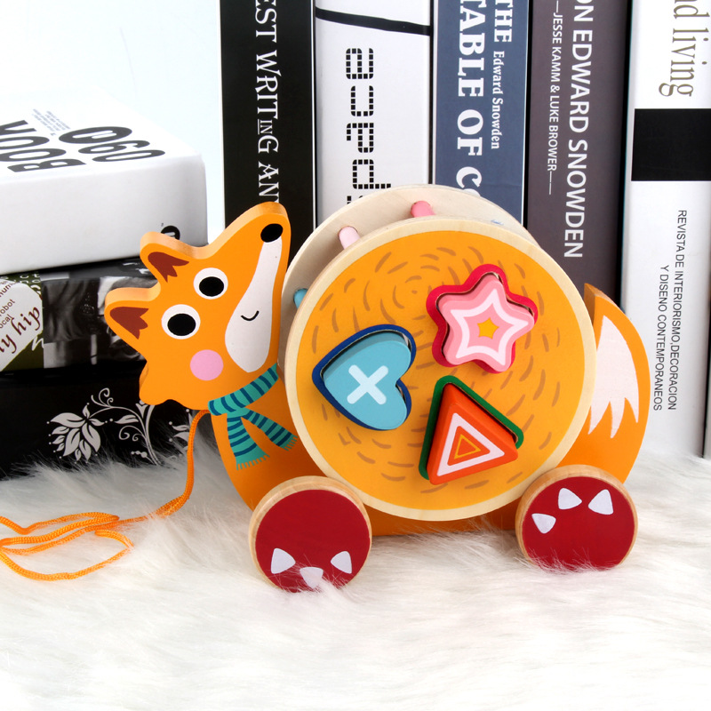 Juguetes educativos de los niños inteligencia arrastre animal bloque construcción forma geométrica juego remolque clasificación cognitiva al por mayor
