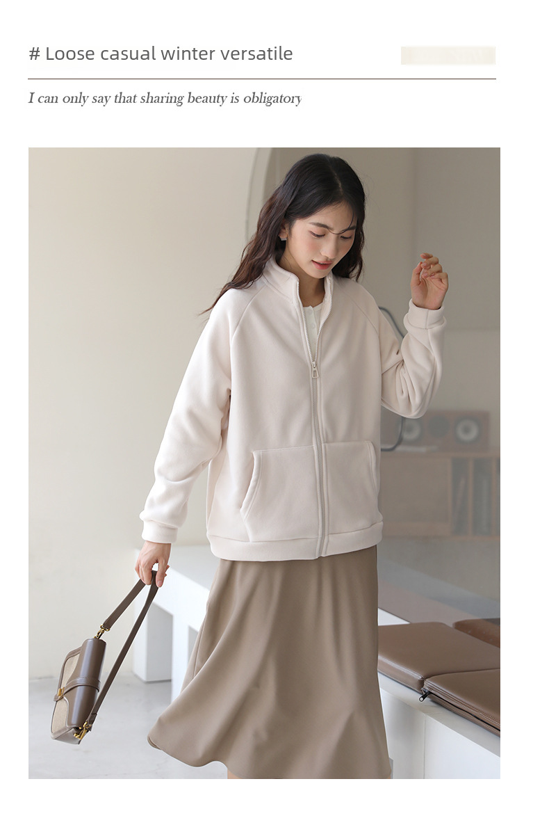 Cappotto da donna in pile spesso con fodera in pile per autunno e inverno, caldo cardigan in pile polare, capospalla, maglietta casual a maniche lunghe_voghion.com
